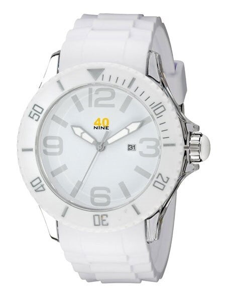 40Nine Clear Plastic 41.5mm Case with White Silicone Rubber Strap #40NINE03-ALLWHITE