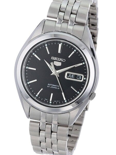 Seiko 5 Automatic Black Dial Watch with Stainless Steel Bracelet #SNKL23