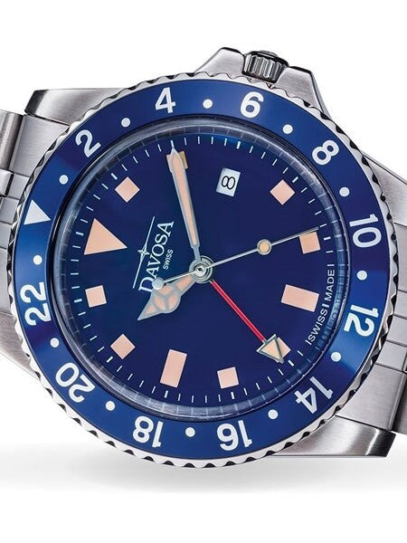 Davosa Vintage-Styled 100-Meter GMT Dual Time Watch with Bracelet #16350040
