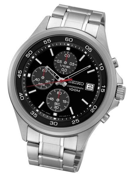 Seiko Black Dial Chronograph with Sixty-Minute Stopwatch #SKS477