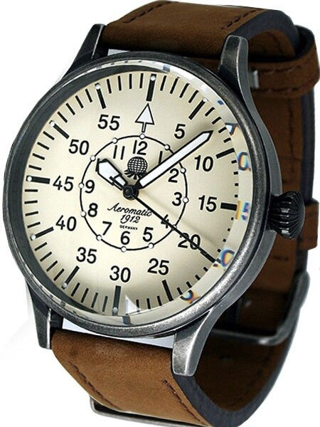 Aeromatic 1912 Ivory Dial Aviator's Watch with Aged Patina Case  #A1152N