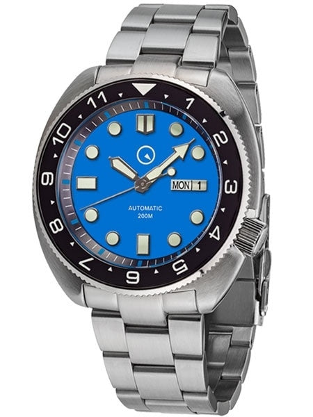 Islander Dual-Time Automatic Dive Watch with AR Double Dome Sapphire Crystal, and Luminous Ceramic Bezel Insert #ISL-31