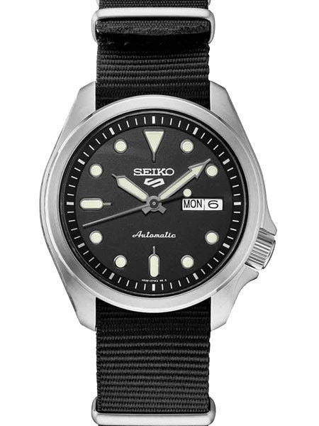 Seiko 5 Sports 24-Jewel Automatic Watch with Black Dial and Band #SRPE67