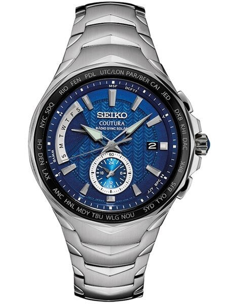 Seiko Coutura Radio Sync, Solar Powered, Dual Time, World Time Watch #SSG019