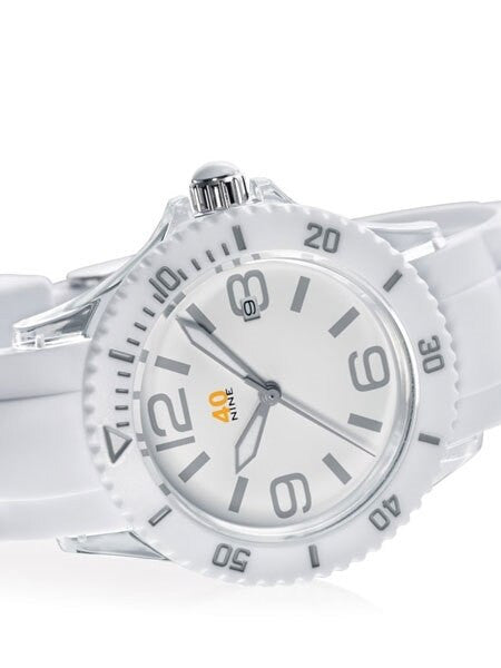 40Nine Clear Plastic 46mm Case with White Silicone Rubber Strap #40NINE02-ALLWHITE