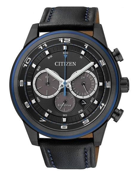 Citizen Eco-drive Chronograph Watch with Black Ion Plated Case #CA4036-03E