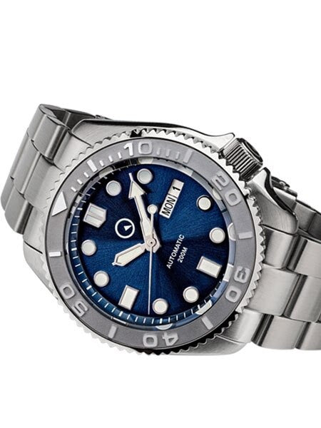 Islander Automatic Dive Watch with Bracelet, Double-Domed AR Sapphire Crystal, and Embossed Ceramic Bezel Insert #ISL-18