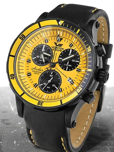 Vostok-Europe Anchar Mens Chronograph Dive Watch with Tritium Tube Illumination #5104185