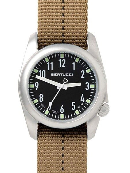 Bertucci Ventara Stainless Steel Field Watch with a DX3 Nylon Strap #11083