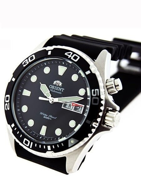 Orient Ray Black Dial 21-Jewel Automatic Dive Watch on Rubber Strap #EM6500BB