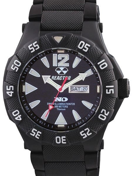 Reactor Gamma Ti 300 Meter Dive Watch with Never Dark Illumination and Black Titanium Case #52501