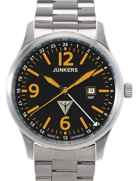Junkers G-38 GMT Titanium Watch with Orange Hands and Numbers #6278M-5