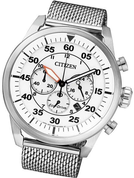 Citizen Eco-drive Chronograph Watch with Stainless Steel Mesh Bracelet #CA4210-59A