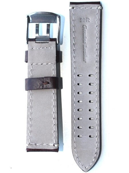 Toscana Brown Italian Leather Strap with Double-Tongue Buckle, Contrasting Stitching #EPBX-25780