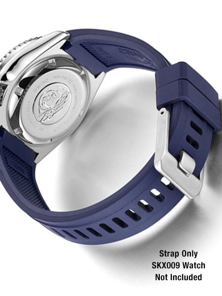 Crafter Blue 22mm Vulcanized Rubber Watch Strap for SEIKO SKX007-009-011 Curved End #CB10-B