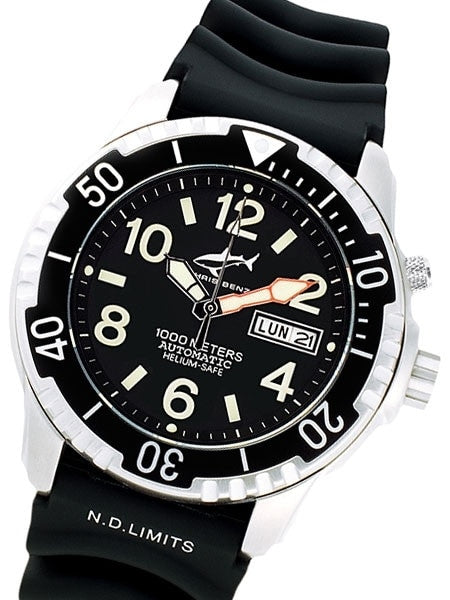 Chris Benz 1000 meter Automatic Dive watch with Sapphire Crystal #CB-1000A-S-KBS