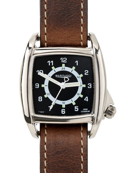 Bertucci C-1T Lusso Tank Style Field Watch with Titanium Case and Horween HP Leather Strap #16018