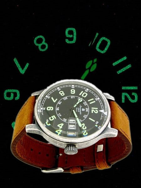 Aeromatic 1912 Retro Styled Aviator Quartz Watch, Aged Patina Case #A1254B