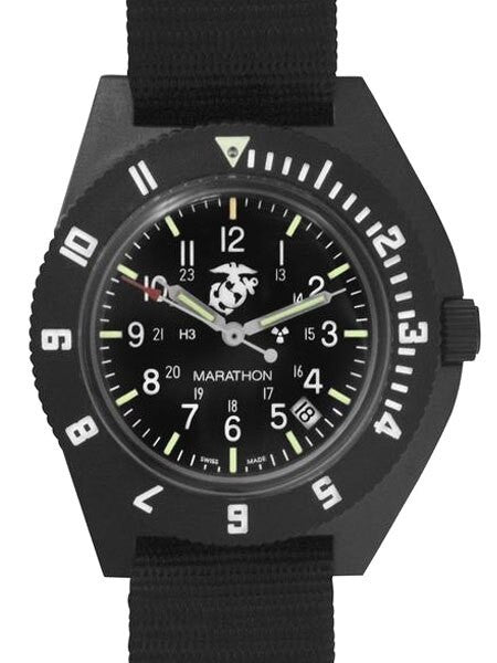 Marathon Swiss Made Quartz USMC Military Navigator Watch with Tritium Illumination #WW194013BK-USMC