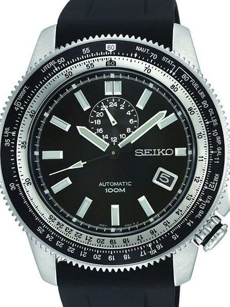 Seiko Superior Black Dial Hand Windable Automatic Watch with Slide