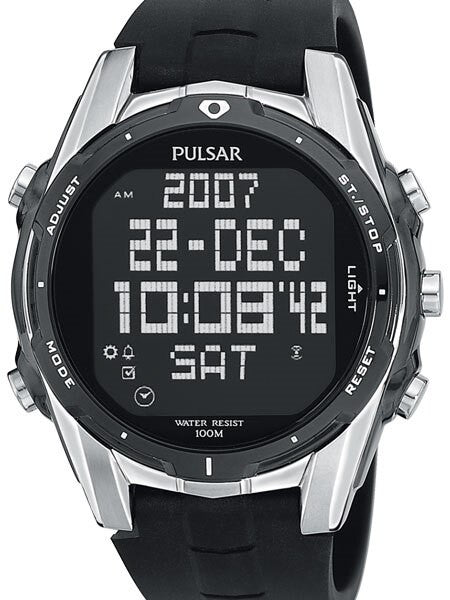 Pulsar Digital Quartz Watch with Countdown Timer, World Time, Alarm, and Stopwatch #PQ2003