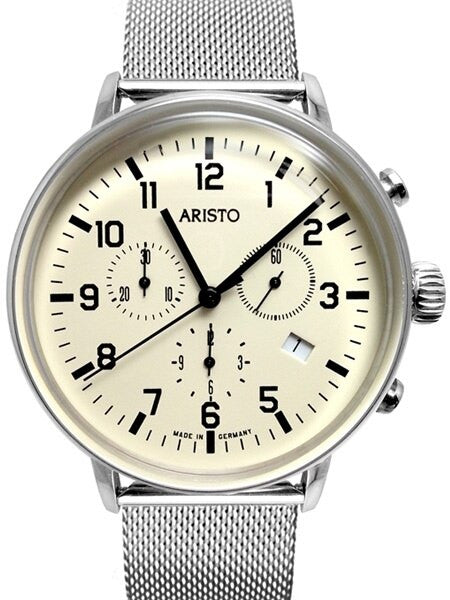 Aristo Bauhaus Swiss Quartz Chronograph Watch on Mesh Bracelet #4H160M
