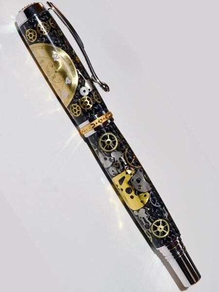 Artisan Crafted Collectable Pen made with a Chopard dial and assorted gears, cogs, screws and bridges #WPP501RB