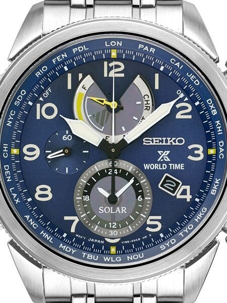 Seiko Solar World Timer, Chronograph, Alarm with Sapphire Crystal #SSC507