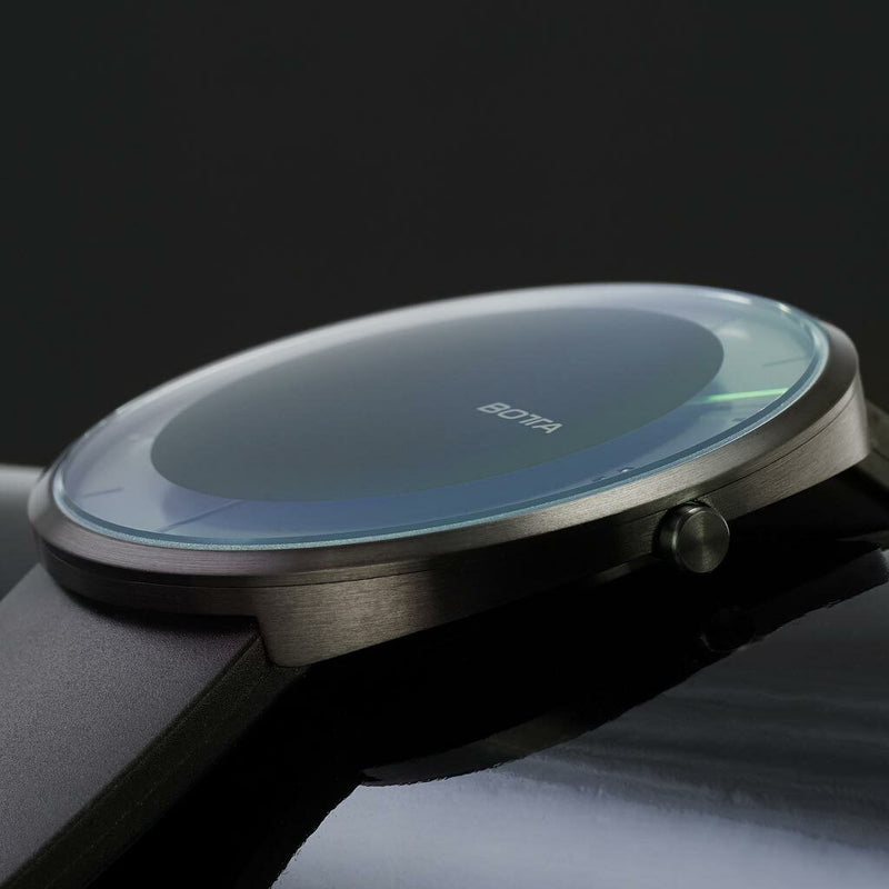 Botta Nova 40 Quartz one hand 12-hour watch with ultra thin black PVD titanium case #579090AB