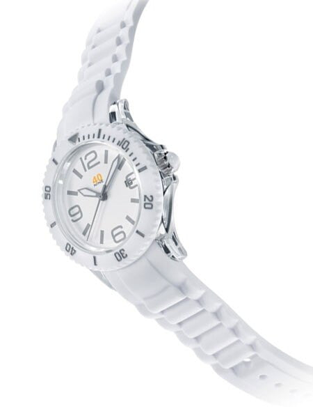 40Nine Clear Plastic 46mm Case with White Silicone Rubber Strap #40NINE02-ALLWHITE