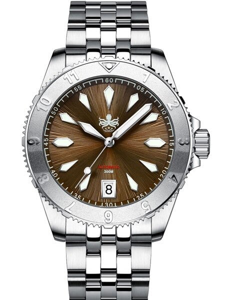 PHOIBOS Brown Voyager 2.0 Automatic Dive Watch with Double Dome AR Sapphire Crystal #PY026D