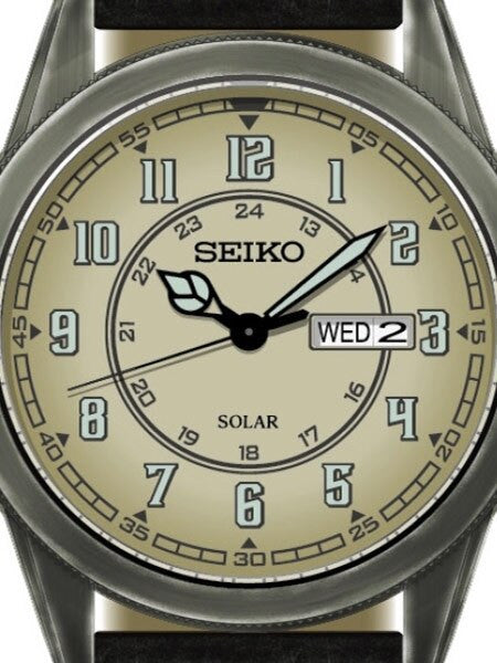 Seiko Recraft Solar Watch with 43mm Aged Pewter-Finished Case, Leather Strap #SNE447