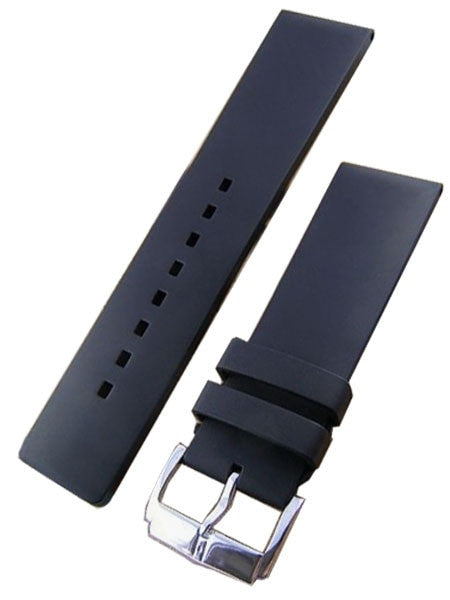 Hirsch Pure Black Premium Caoutchouc Natural Rubber Watch Strap #405388-50