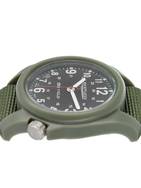 Bertucci DX3 Field Resin Watch, Olive Green Nylon Strap, Black Dial - 11018