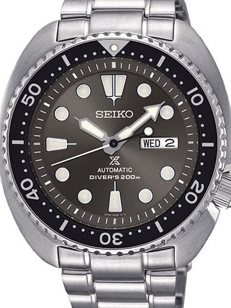 Seiko Turtle Prospex Automatic Dive Watch with Radiant Grey Dial and Stainless Steel Bracelet #SRPC23J1