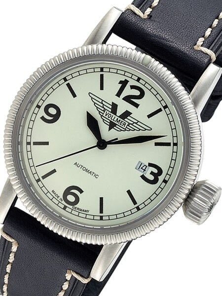 Vollmer W217 Winged Midnight Swiss Automatic with Luminous Dial, Hirsch Liberty Strap