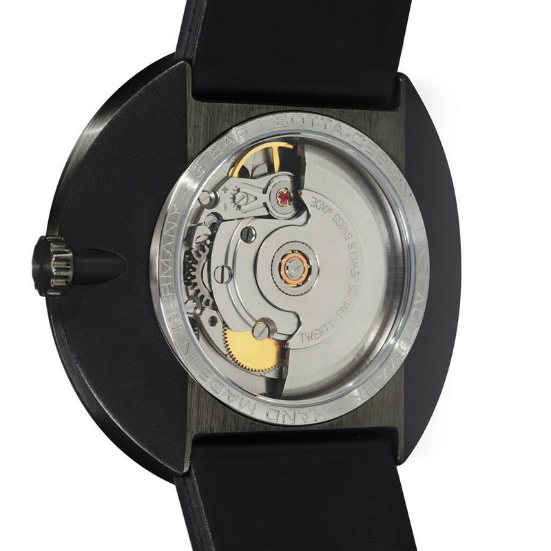 Botta UNO one hand 12-hour Swiss automatic watch with 44mm Black PVD SS case #819010BE