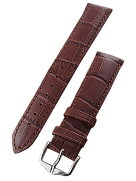 Hirsch Duke Brown Alligator Embossed Natural Leather Watch Strap