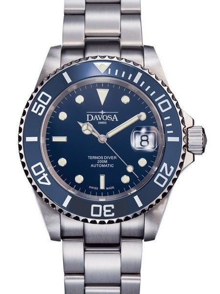 Davosa Ternos Swiss Automatic 200 Meter Dive Watch with Blue Dial #16155540
