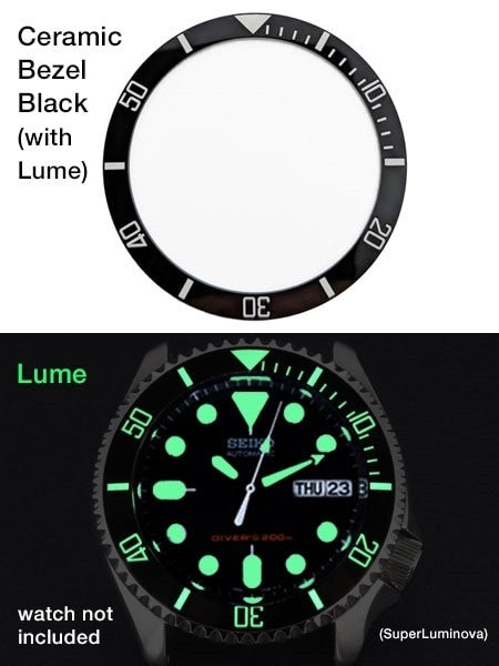 Black Ceramic Luminous Bezel Insert for Seiko SKX013 #C16