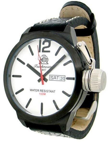 Tauchmeister T0178 XL Black Military Dive Watch with Luminous Dial