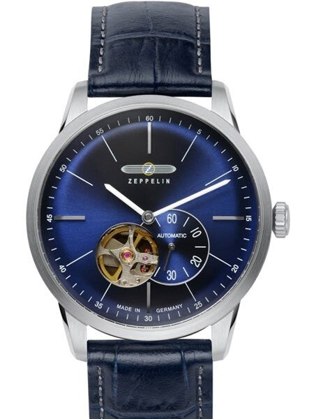 Graf Zeppelin Flatline Automatic Open-Heart Watch with Small Seconds #7364-3