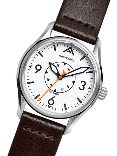 Martenero Ace Automatic Pilot Watch with White Dial, Sapphire Crystal #ACE005