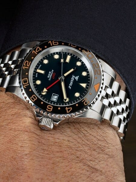 Scratch and Dent - Squale 300 meter Swiss Automatic GMT watch with Ceramic Bezel, AR Sapphire Crystal #1545GM-CER-VIN
