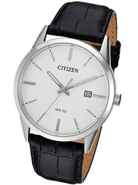 Citizen Thin Quartz Dress Watch with White Dial and Leather Strap #BI5000-01A