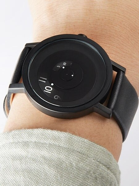 Projects 40mm Black Reveal Quartz Watch with Matching Leather Strap #7203BL-40