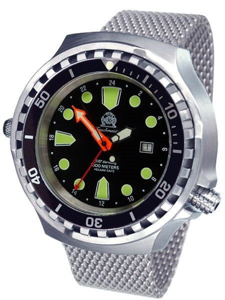 Tauchmeister T0309MIL XXL 1000-Meter, automatic diver watch with Milanese bracelet
