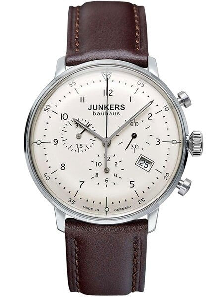 Junkers Bauhaus Quartz Chronograph Watch with Domed Hesalite Crystal #6086-5