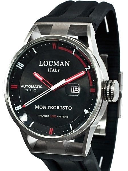 Locman Montecristo 100 Meter Automatic Watch with 44mm Stainless Steel and Titanium Case #511BKRDBK