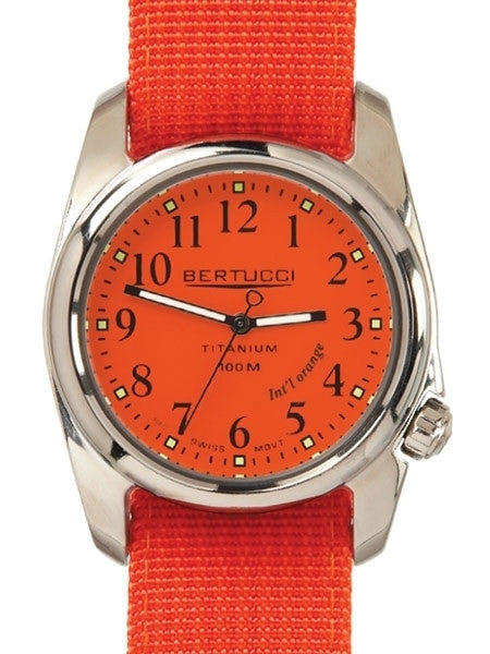 Bertucci A-2T International Orange Watch with Polished Titanium Case #12063